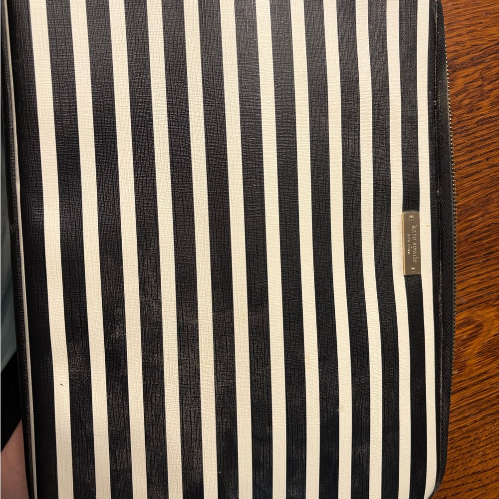 Kate Spade Black and White Striped Zip Pouch